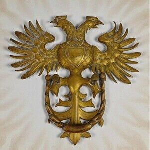 Antique Large 2 Headed Eagle Solid Brass Door Knocker Russian Austrian Masonic
